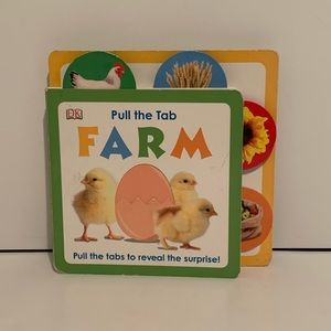 🌾🌻 4/$25 PULL THE TAB FARM BY D.K. PUBLISHING CHILDRENS BOOK 🐄🐖